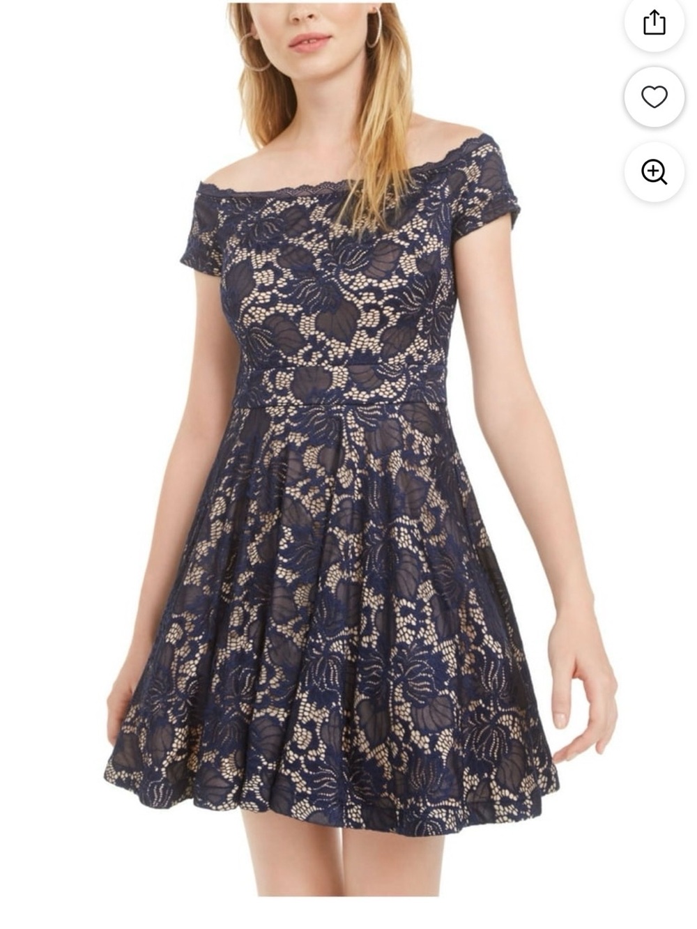 B. Darlin Womens Lace Overlay Short Fit & Flare Dress size 4 weighted hem